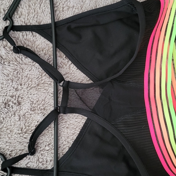 PINK Victoria's Secret Black Sports Bra with Neon Stripes - Picture 4 of 4